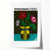 Extra large rolled print featuring a Yayoi Kusama-inspired floral design in vibrant colors, ideal for art wall dining room.