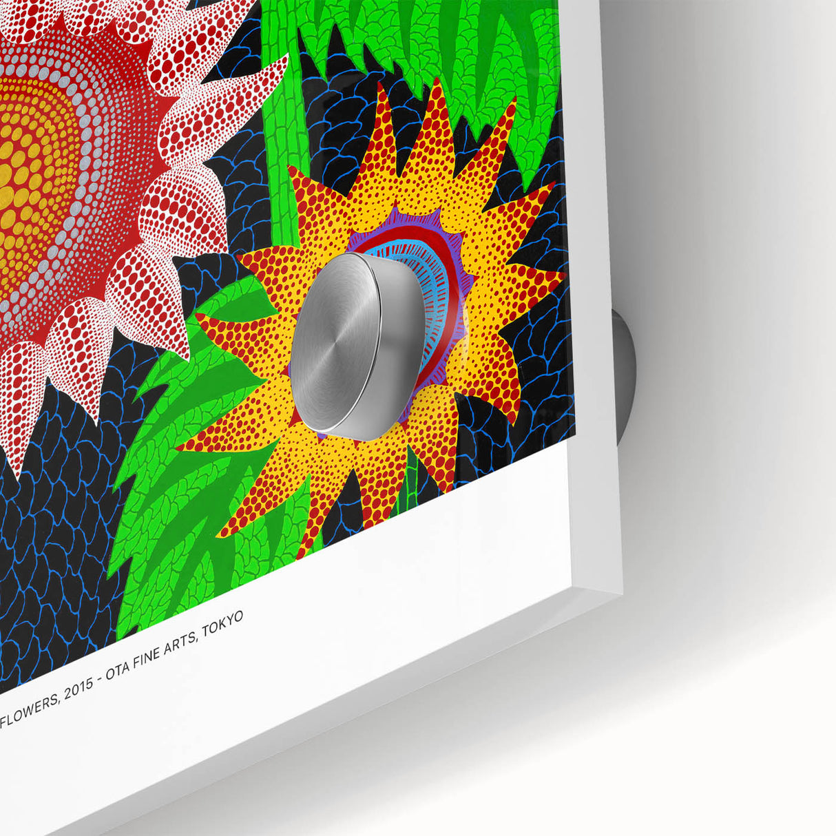 Large abstract wall art in mid-century modernist style on acrylic, featuring vibrant colors, ideal for dining room ambiance.