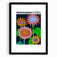 Extra large abstract art print featuring textured, colorful circles on a black framed canvas, ideal for living room decor.