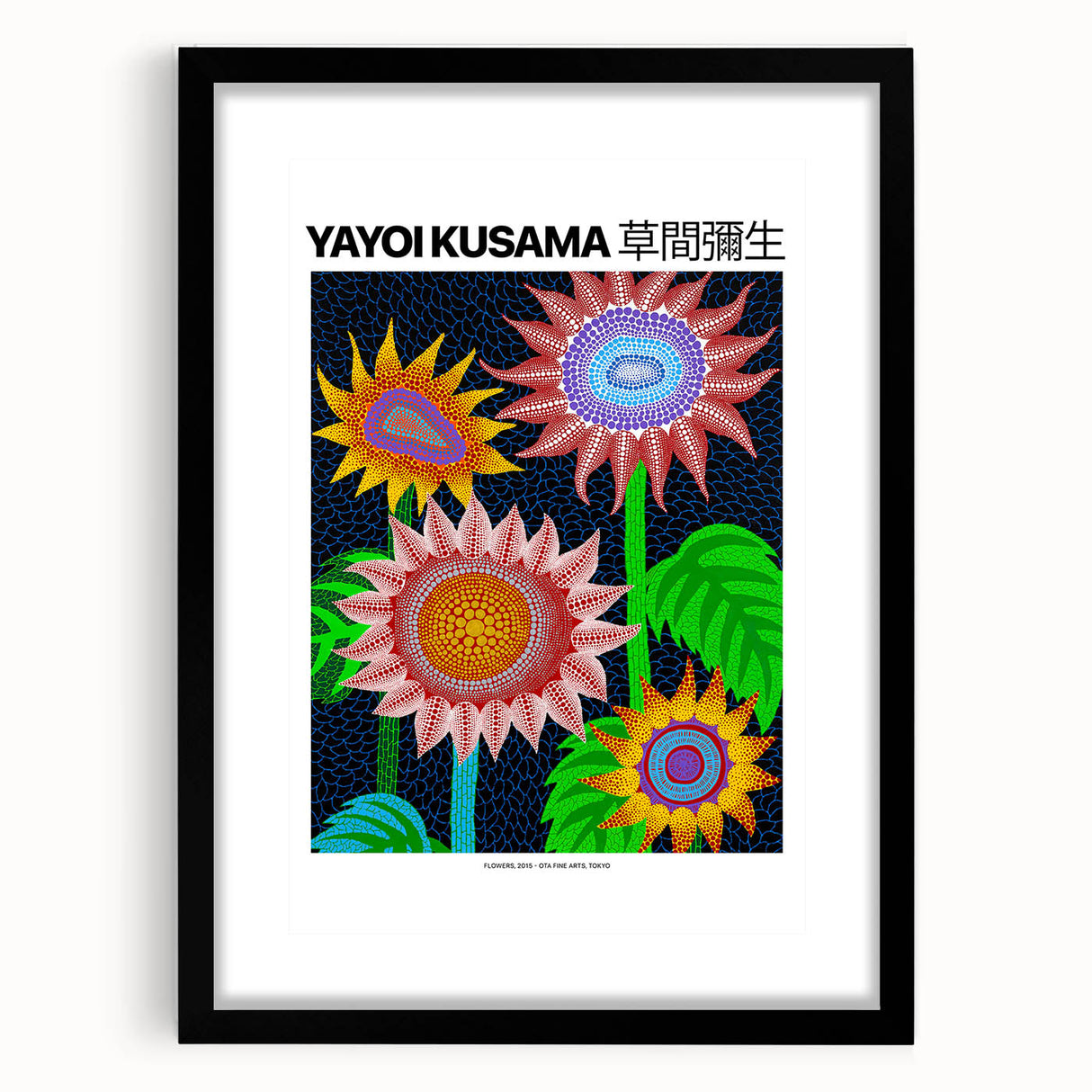 Extra large abstract art print featuring textured, colorful circles on a black framed canvas, ideal for living room decor.