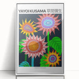 Modern art wall decor featuring a Yayoi Kusama-inspired abstract pattern in vibrant colors on a framed acrylic.