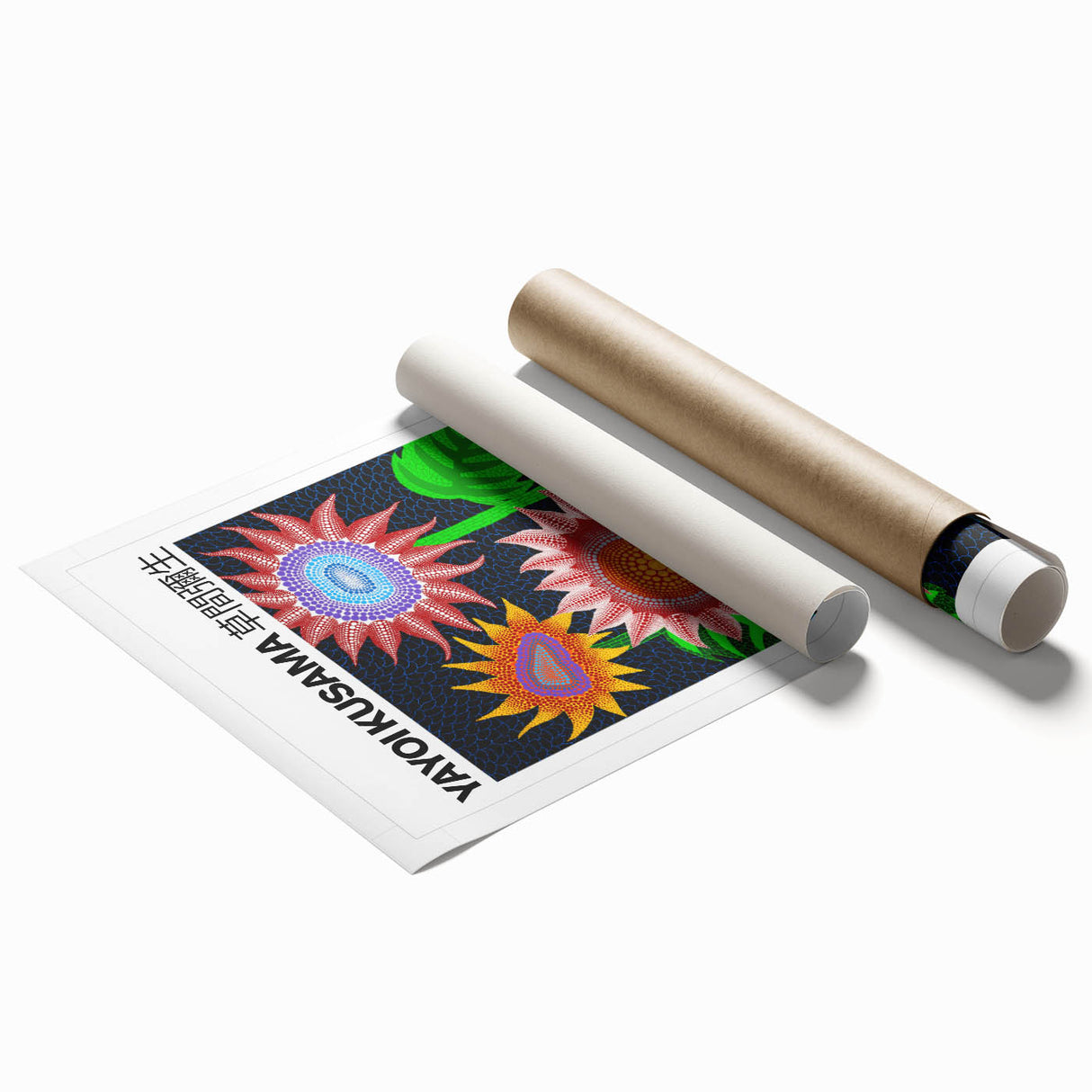 Extra large rolled print featuring a floral pattern in vibrant colors, ideal for classy bathroom wall art.