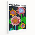 Large, avant-garde inspired artwork featuring vibrant polka dots on stretched canvas, ideal for kitchen wall art.