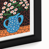 Extra large framed canvas featuring black textured art with colorful abstract elements, ideal for living room decor.
