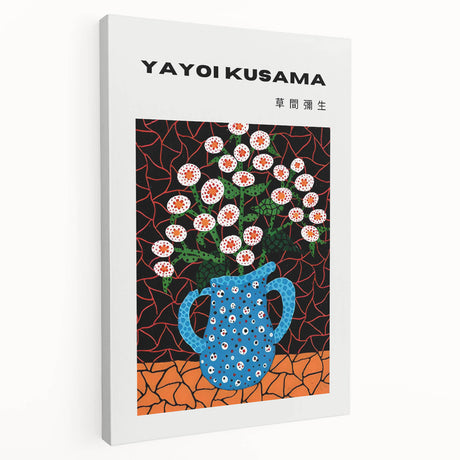 Contemporary Yayoi Kusama-inspired polka dot artwork on stretched canvas, featuring vibrant red and white.