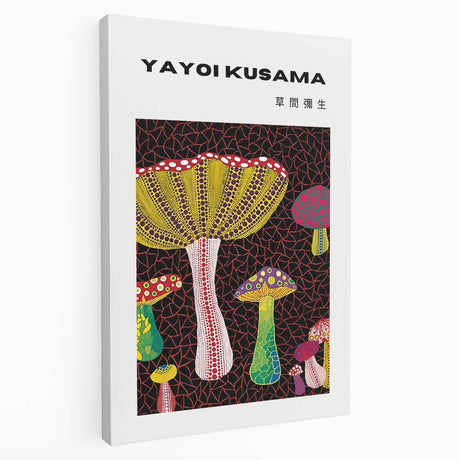Abstract polka dot design in vibrant colors on stretched canvas, suitable for kitchen wall art.