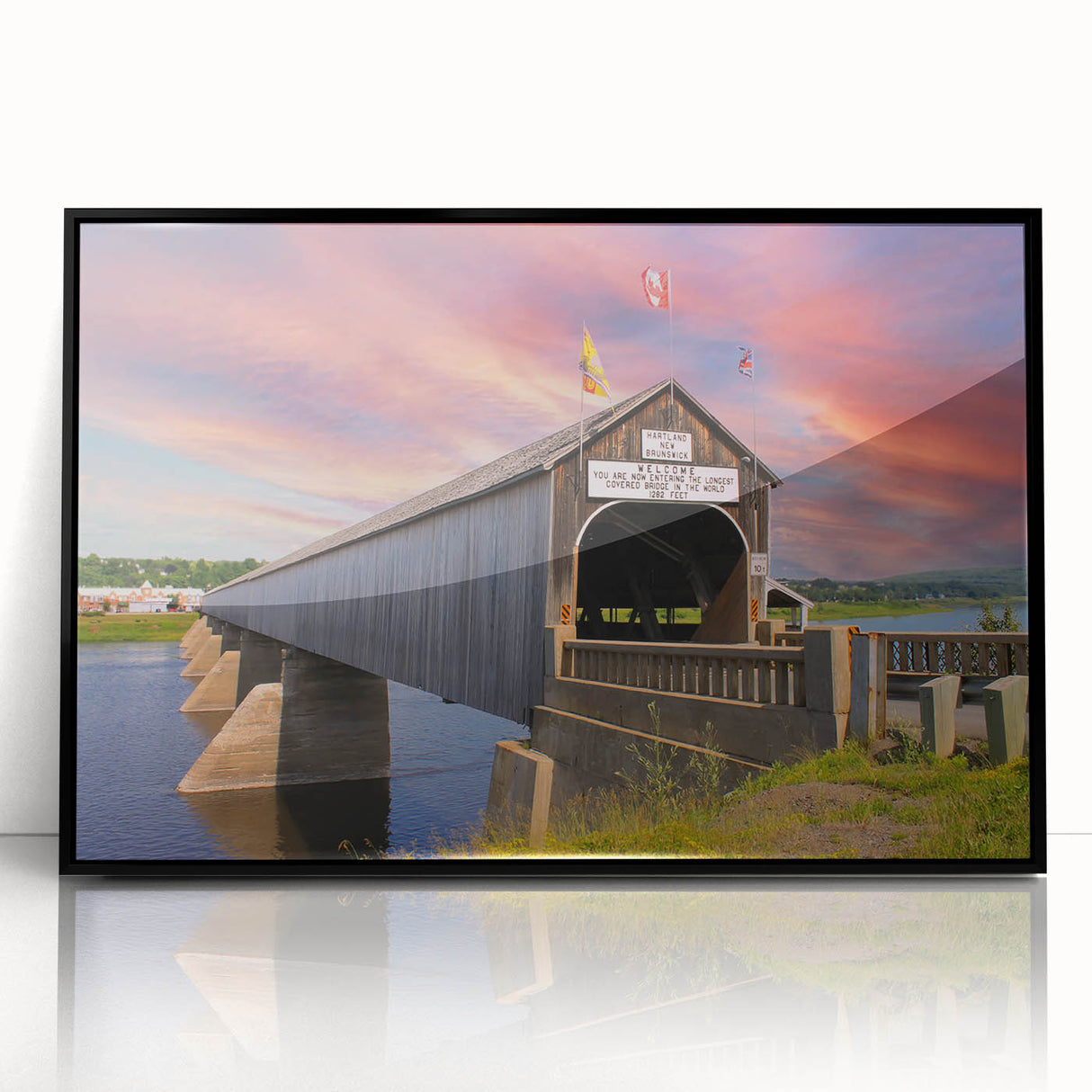 Large abstract wall art featuring geometric shapes in muted earth tones on a framed acrylic.