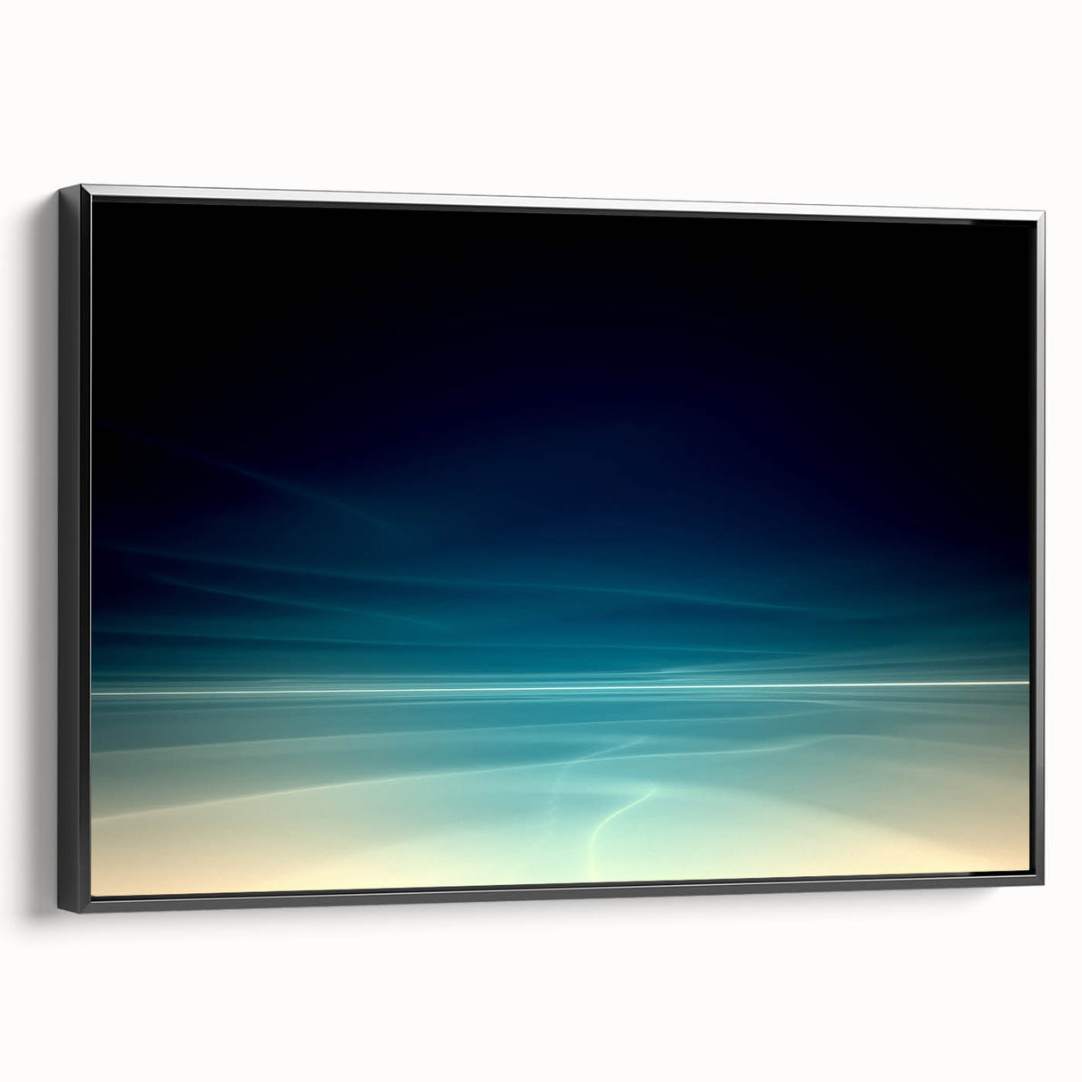 Dynamic Motion Abstract Wall Art – Modern Blue & Cream Landscape