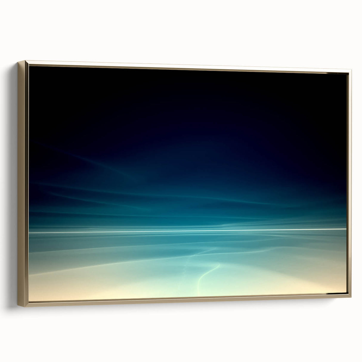 Dynamic Motion Abstract Wall Art – Modern Blue & Cream Landscape