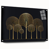 Dining Room Wall Art - Elegant Golden Tree Modern Artwork