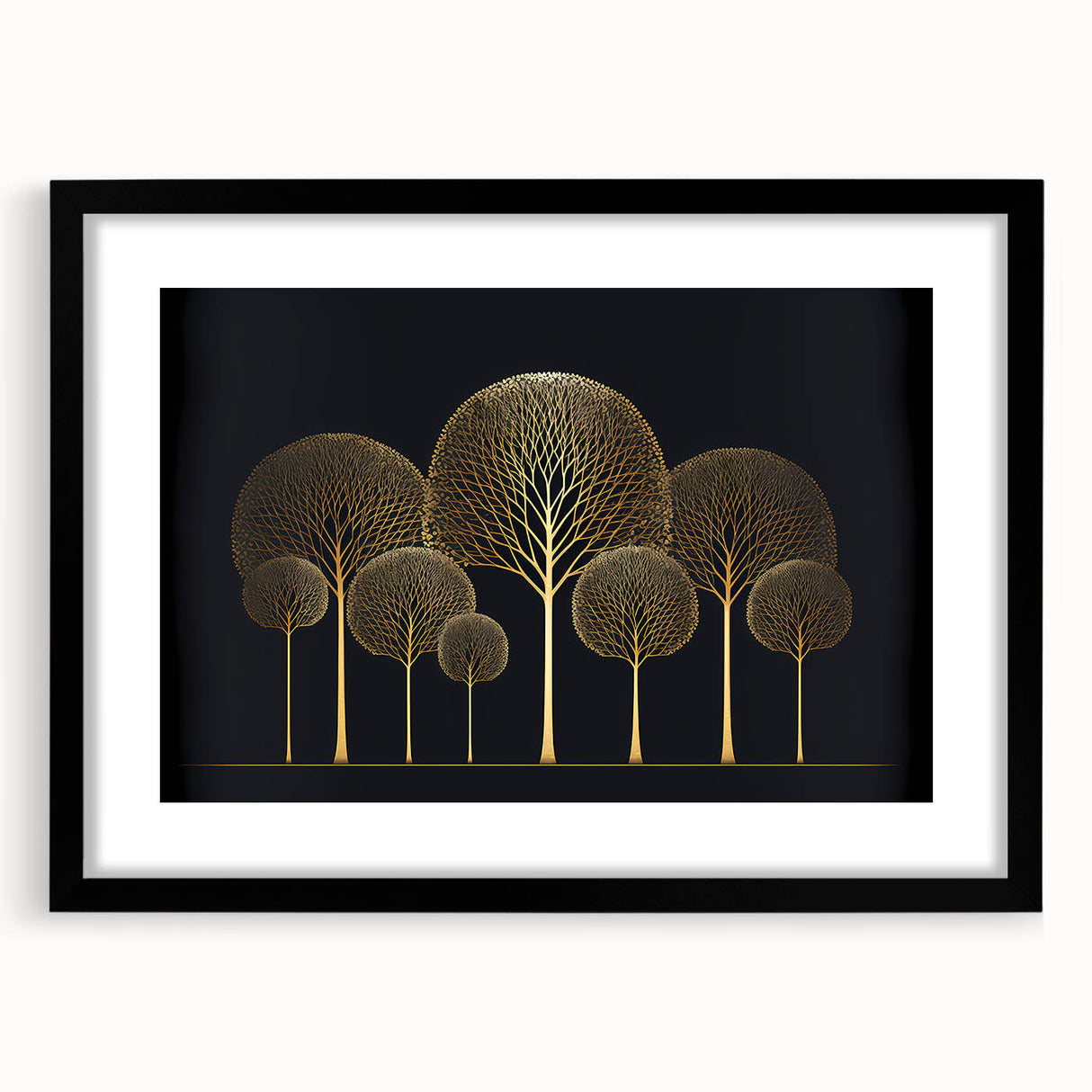 Dining Room Wall Art - Elegant Golden Tree Modern Artwork