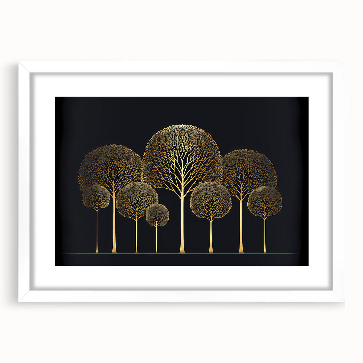 Dining Room Wall Art - Elegant Golden Tree Modern Artwork
