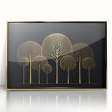 Dining Room Wall Art - Elegant Golden Tree Modern Artwork