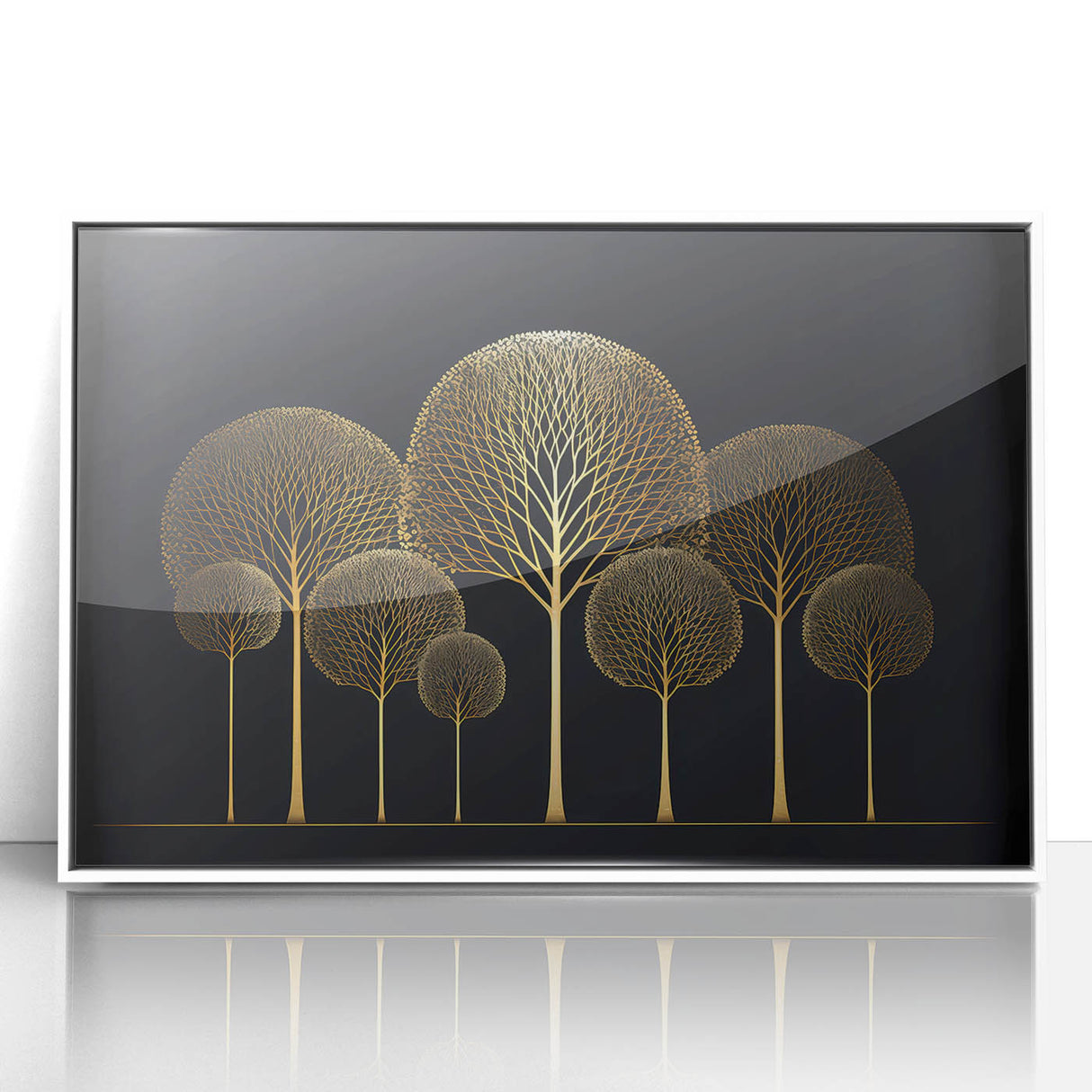 Dining Room Wall Art - Elegant Golden Tree Modern Artwork