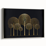 Dining Room Wall Art - Elegant Golden Tree Modern Artwork