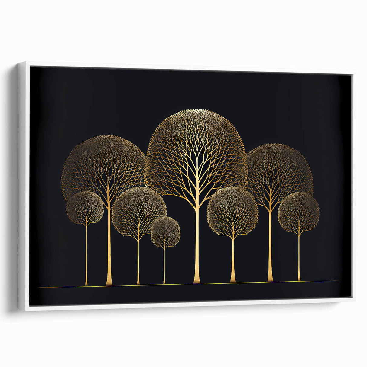 Dining Room Wall Art - Elegant Golden Tree Modern Artwork