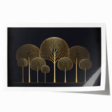 Dining Room Wall Art - Elegant Golden Tree Modern Artwork