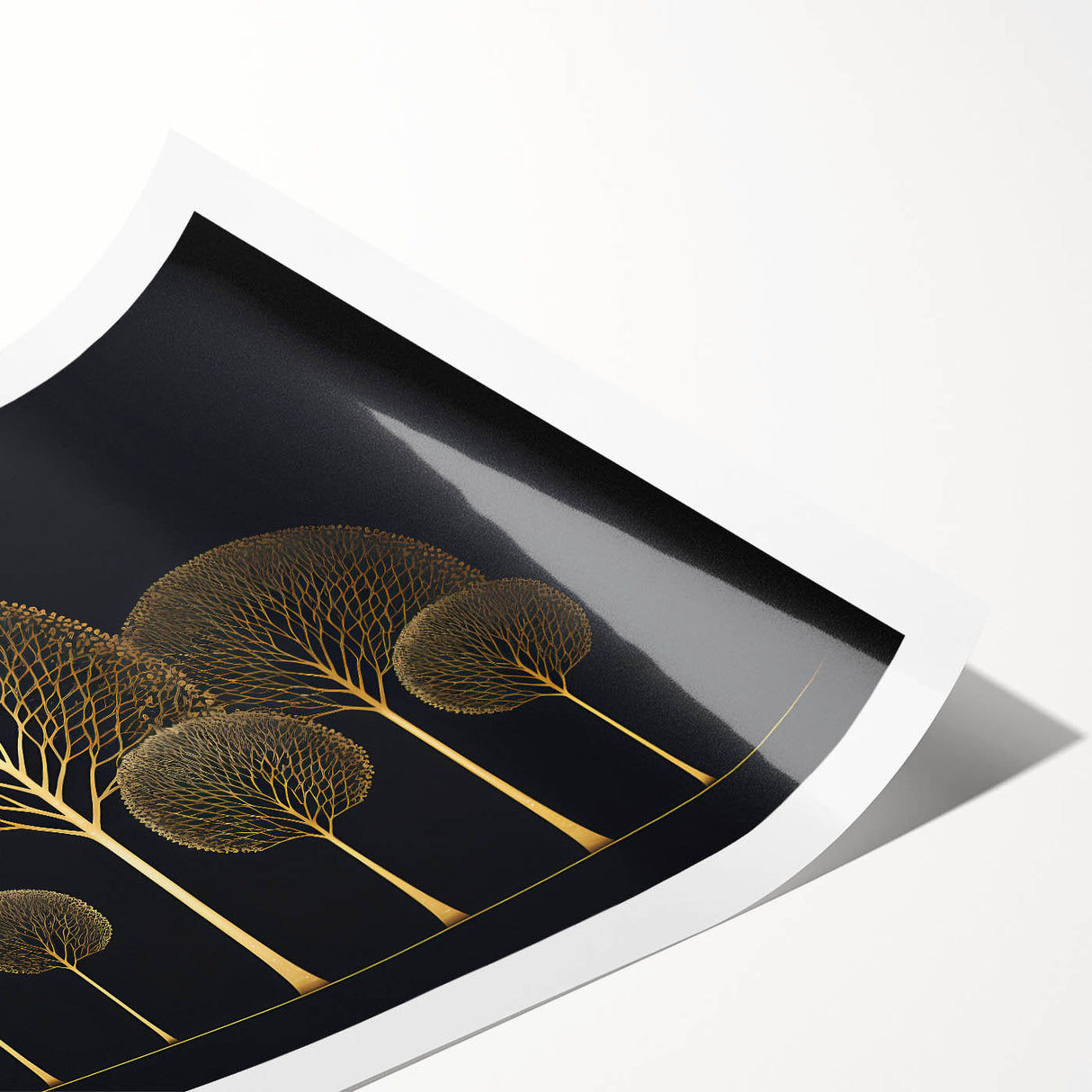 Dining Room Wall Art - Elegant Golden Tree Modern Artwork