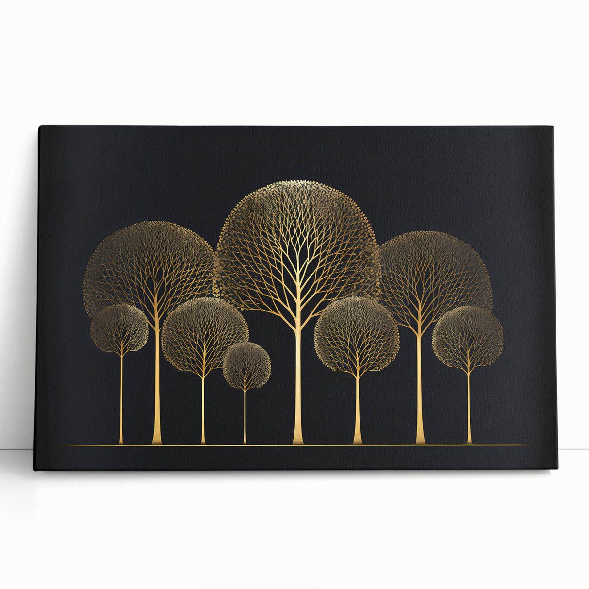 Dining Room Wall Art - Elegant Golden Tree Modern Artwork