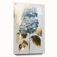 Luxury Blue Hydrangea & Gold Floral Wall Art – Modern Canvas