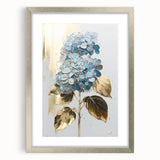 Luxury Blue Hydrangea & Gold Floral Wall Art – Modern Canvas