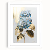 Luxury Blue Hydrangea & Gold Floral Wall Art – Modern Canvas