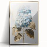Luxury Blue Hydrangea & Gold Floral Wall Art – Modern Canvas