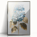 Luxury Blue Hydrangea & Gold Floral Wall Art – Modern Canvas