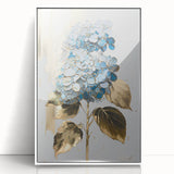 Luxury Blue Hydrangea & Gold Floral Wall Art – Modern Canvas