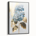Luxury Blue Hydrangea & Gold Floral Wall Art – Modern Canvas