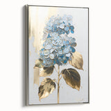 Luxury Blue Hydrangea & Gold Floral Wall Art – Modern Canvas
