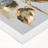 Luxury Blue Hydrangea & Gold Floral Wall Art – Modern Canvas