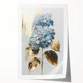 Luxury Blue Hydrangea & Gold Floral Wall Art – Modern Canvas