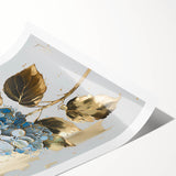 Luxury Blue Hydrangea & Gold Floral Wall Art – Modern Canvas