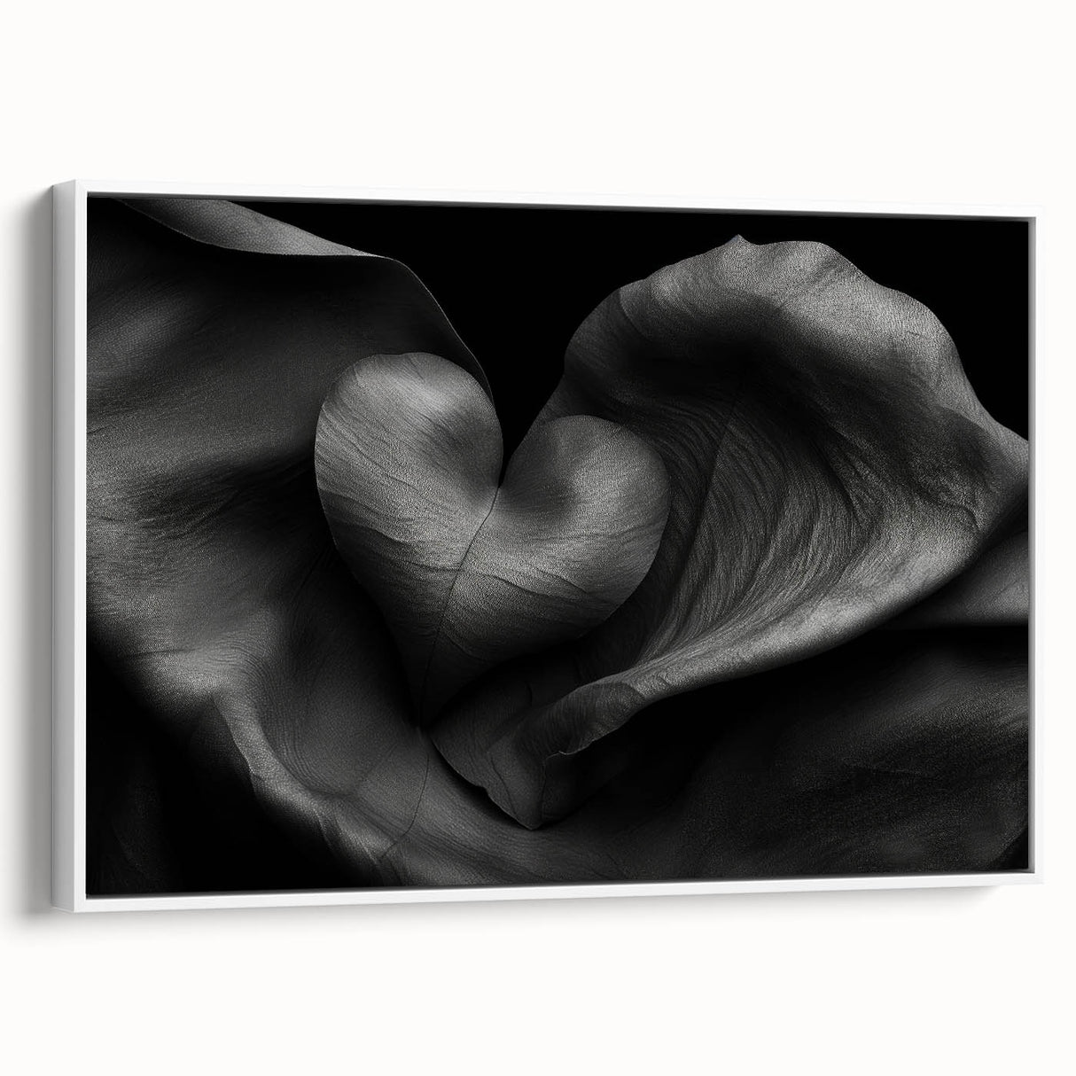 Abstract geometric framed canvas artwork showcasing a modern design with white and subtle color accents, perfect for contemporary home decor. The side view highlights its sleek frame, ideal for adding a stylish touch to living spaces.