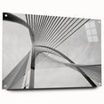 Large abstract wall art on acrylic glass, featuring a geometric design in black and white.