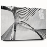Large abstract wall art on acrylic glass, featuring a geometric design in black and white.