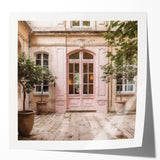French door design in muted beige and white, acrylic print, suits art wall dining room or classy bathroom.