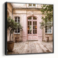 Black and white framed canvas featuring a vintage-style door in landscape orientation, suitable for bedroom decor.