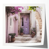 Extra large wall art featuring a Greek architecture door design in muted earth tones on glossy photo paper.