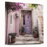 Acrylic print of a large abstract design featuring a Greek door in muted earth tones, ideal for bedroom or dining room art.