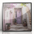 Large abstract wall art depicting a Greek door, framed in black acrylic, with mid-century modernist style.