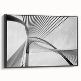Black and white framed canvas featuring a vintage architectural design, ideal for bedroom wall art.
