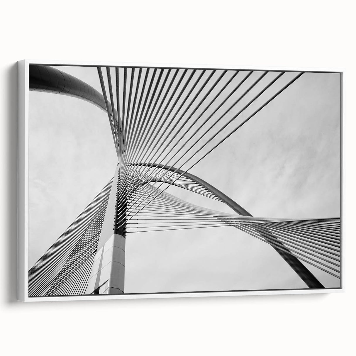 Framed canvas of a vintage poster featuring colorful, architectural design on a black background.