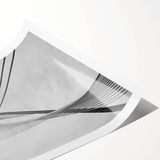 Extra large rolled print featuring line art flowers in black on white, ideal for large living room wall art.