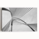 Black and white architectural sketch on stretched canvas, ideal for kitchen wall art.