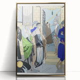 Elegant Art Deco Wall Art – Chic 1920s Fashion Scene in Stylish Colors