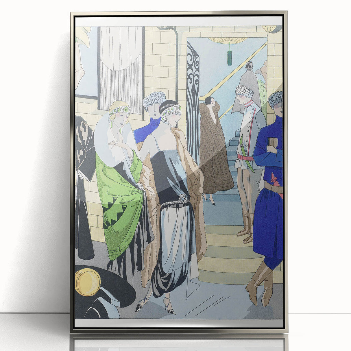 Elegant Art Deco Wall Art – Chic 1920s Fashion Scene in Stylish Colors