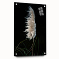 Floral and botanical acrylic glass art piece displayed in profile, showcasing vibrant colors and intricate designs, secured with stylish pins for a modern aesthetic.