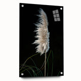 Floral and botanical acrylic glass art piece displayed in profile, showcasing vibrant colors and intricate designs, secured with stylish pins for a modern aesthetic.